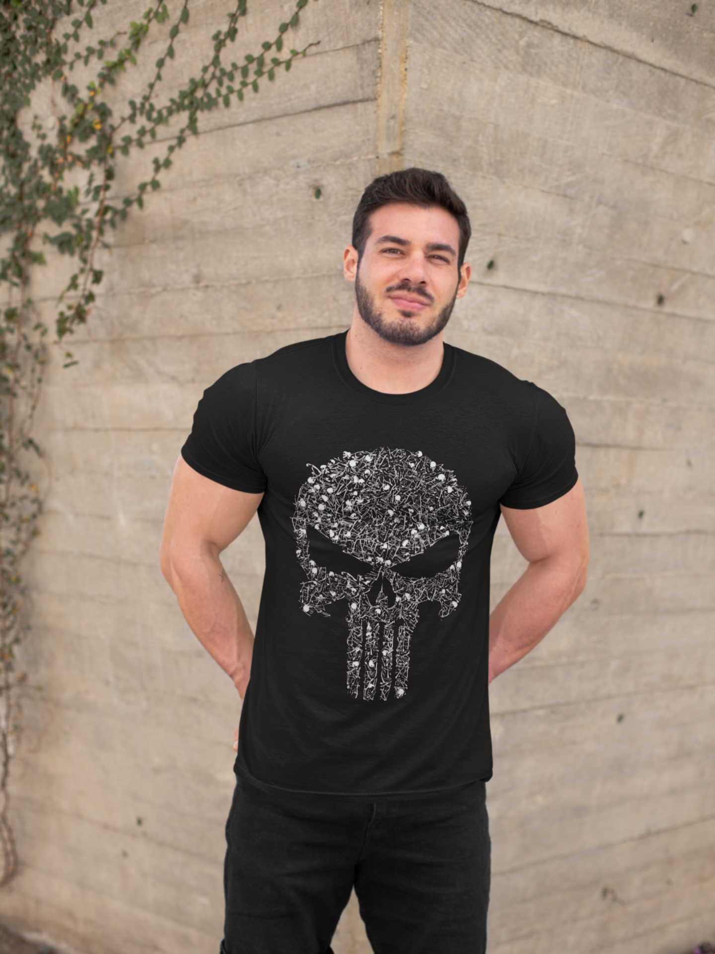 Skull Shadows - Black Grunge Tee